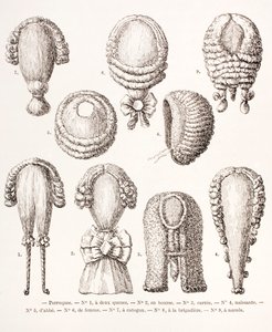 Una Colección de Pelucas del Siglo XVIII para Hombres y Mujeres de French School